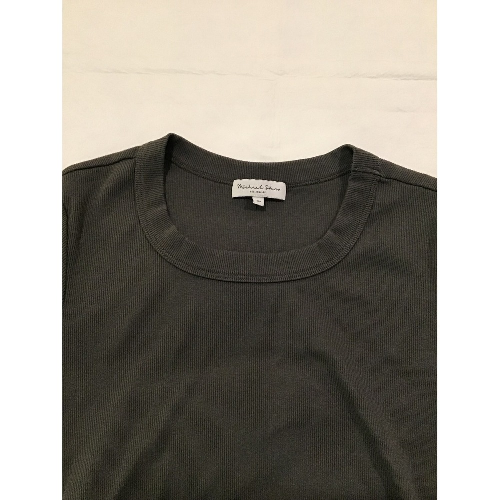 Michael Stars Womens Charcoal Grey Ribbed Ruched Short Sleeve Bodycon Dress XS/S - Picture 2 of 5
